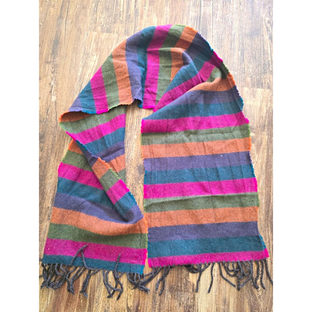 Foxford cashwool wool Merino Striped Knit Fringe Multicolor Women Scarf